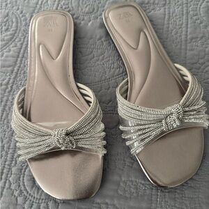 Zara Metallic Beaded Women's Sandals
